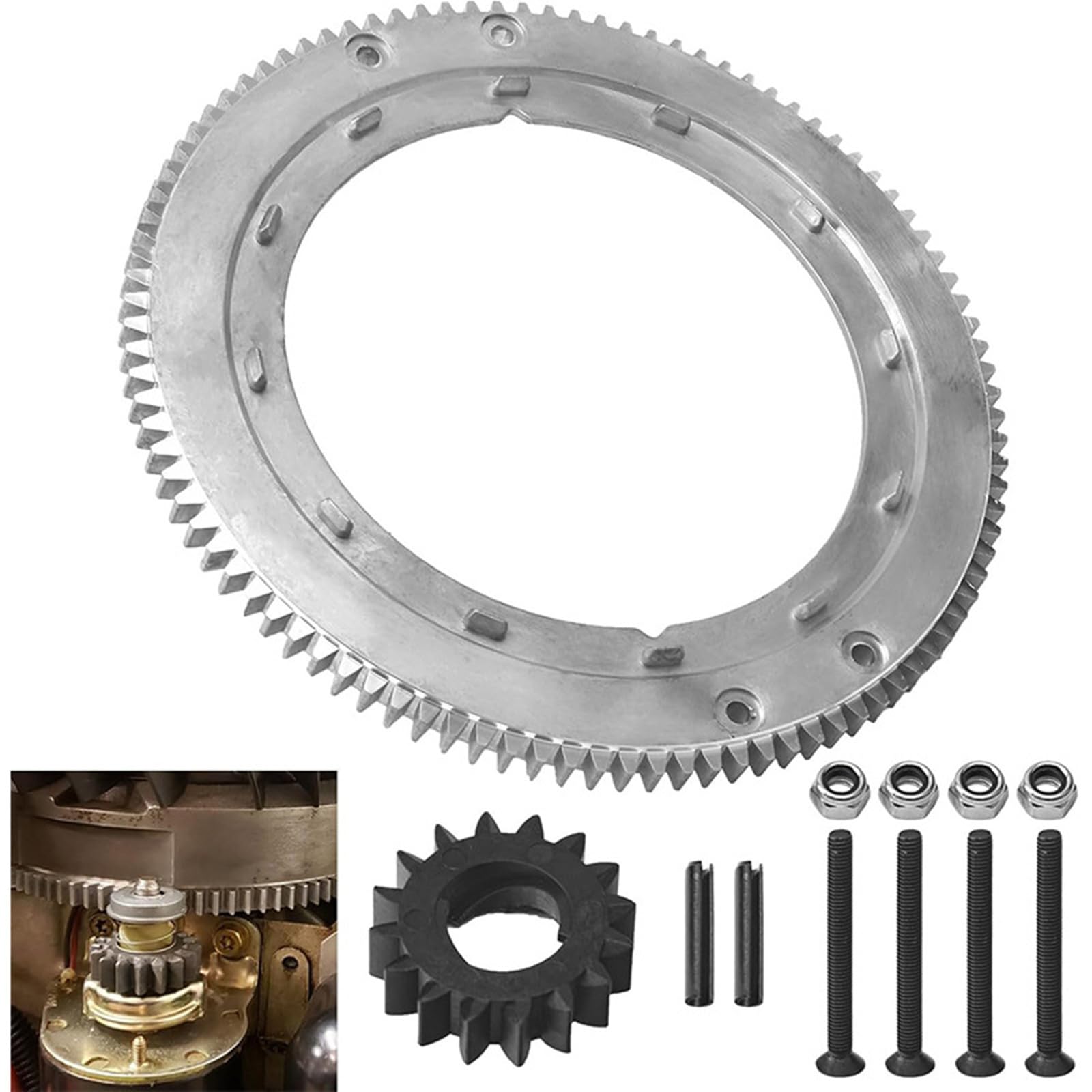 CHICHIYANG Metall Schwungrad Ring Getriebe Kit 696537 Rasenmäher Ersatzteile passend für Briggs & Stratton Motoren 19G437-1190-E1