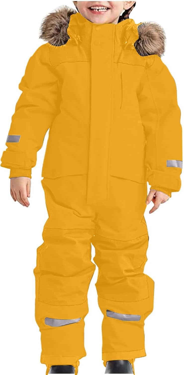 Kids Waterproof Warm One Piece Snow Suit Winter Outdoor Snowsuit Toddler Baby Boys Girls Ski Suit