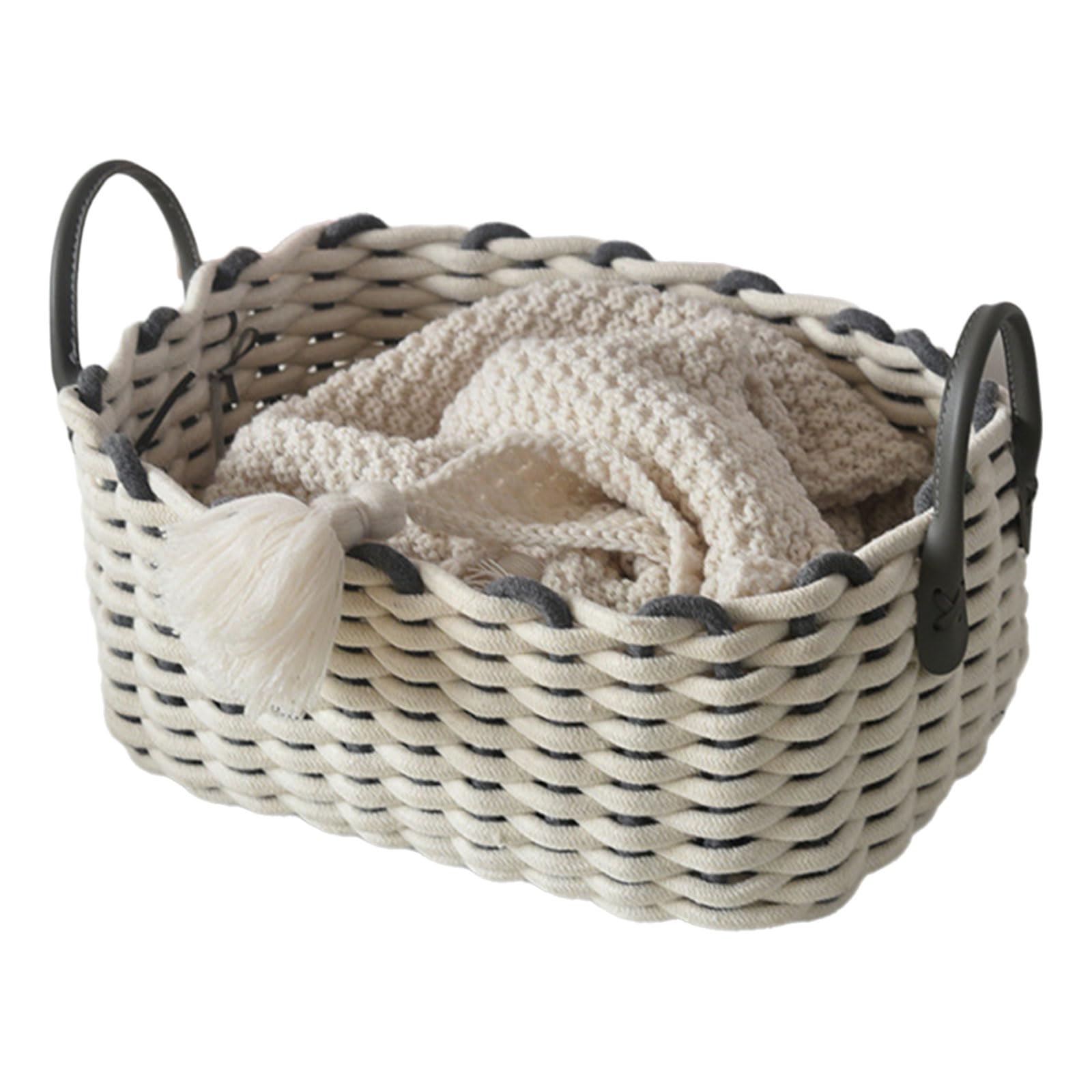Cesta de almacenamiento de cuerda de algodón única con cuerda trenzada funcional para juguetes, ropa, libros, cosméticos