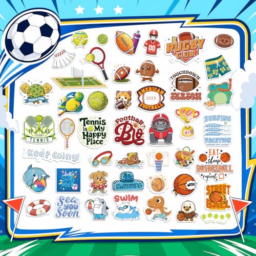 Calcomanías deportivas impermeables de vinilo para recuerdos de fiesta y cuadernos 7