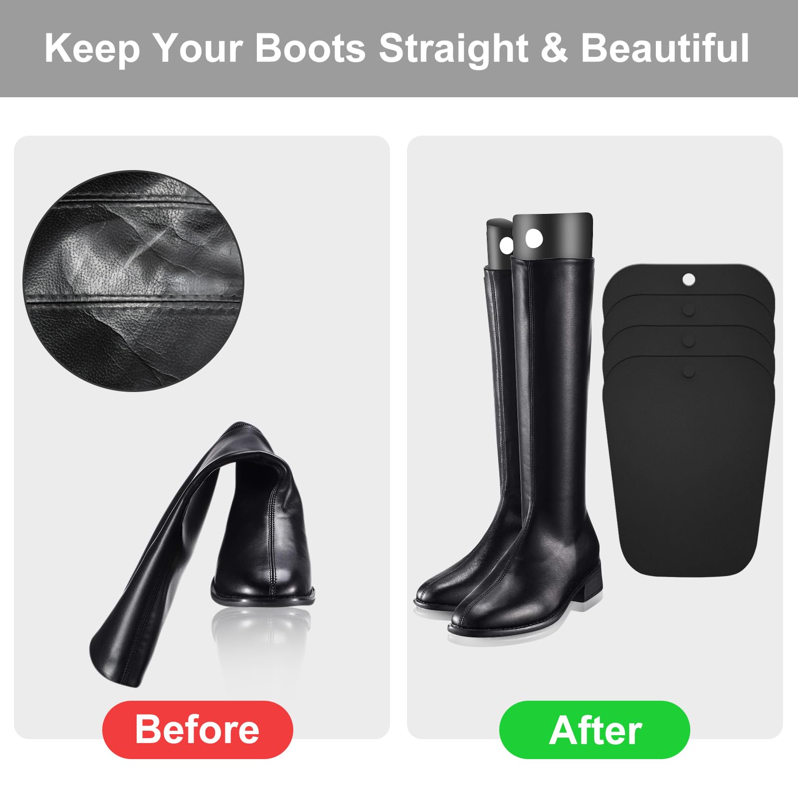 Insertos de Formas de Botas 10 Hojas Soporte de Bota Alta Reutilizable Plástico Hormas de Botas Altas de Botas Inserta para Mujeres y Hombres