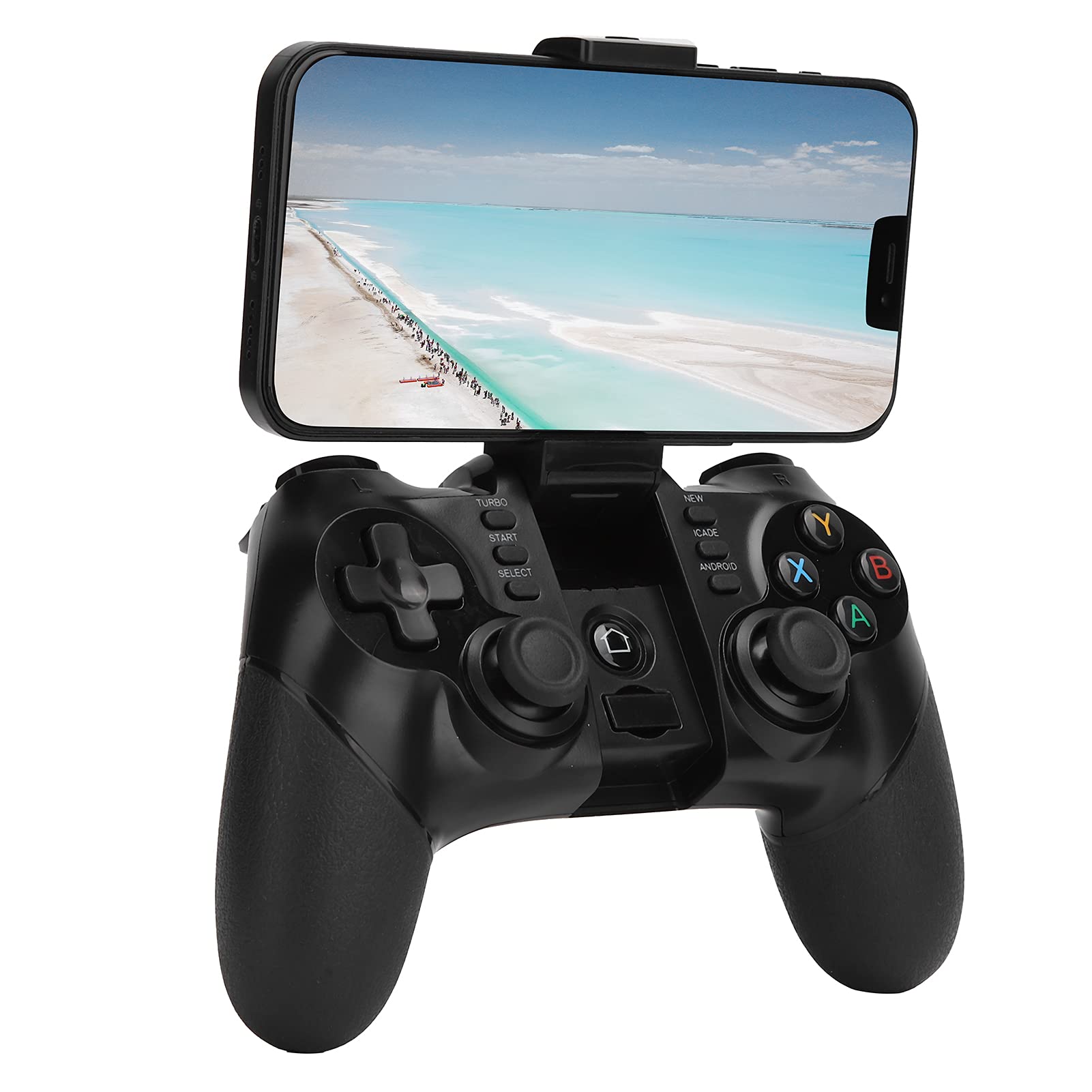 Gamepad Bluetooth, bezprzewodowy kontroler gier funkcja multimedialna do konsoli do gier PS3 do inteligentnych telewizorów do smartfonów do tabletów do komputerów PC (czarny, Pisa pochwa typ wieży)
