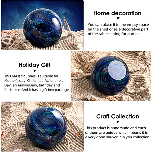 Eustuma Hand Blown Glass Figurines Ball Planet,Paperweight Glass Ball,Home Decor Collectible,Space Museum Decor,Office Decor Outer Space Lovers #TOP2