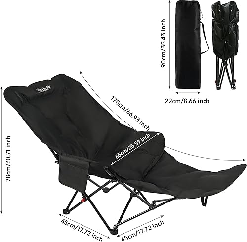 Miniatura 3 de Cuna de campamento plegable de doble propósito con reposapiés extraíble para adultos, silla de dormir ajustable fácil de montar con bolsa de