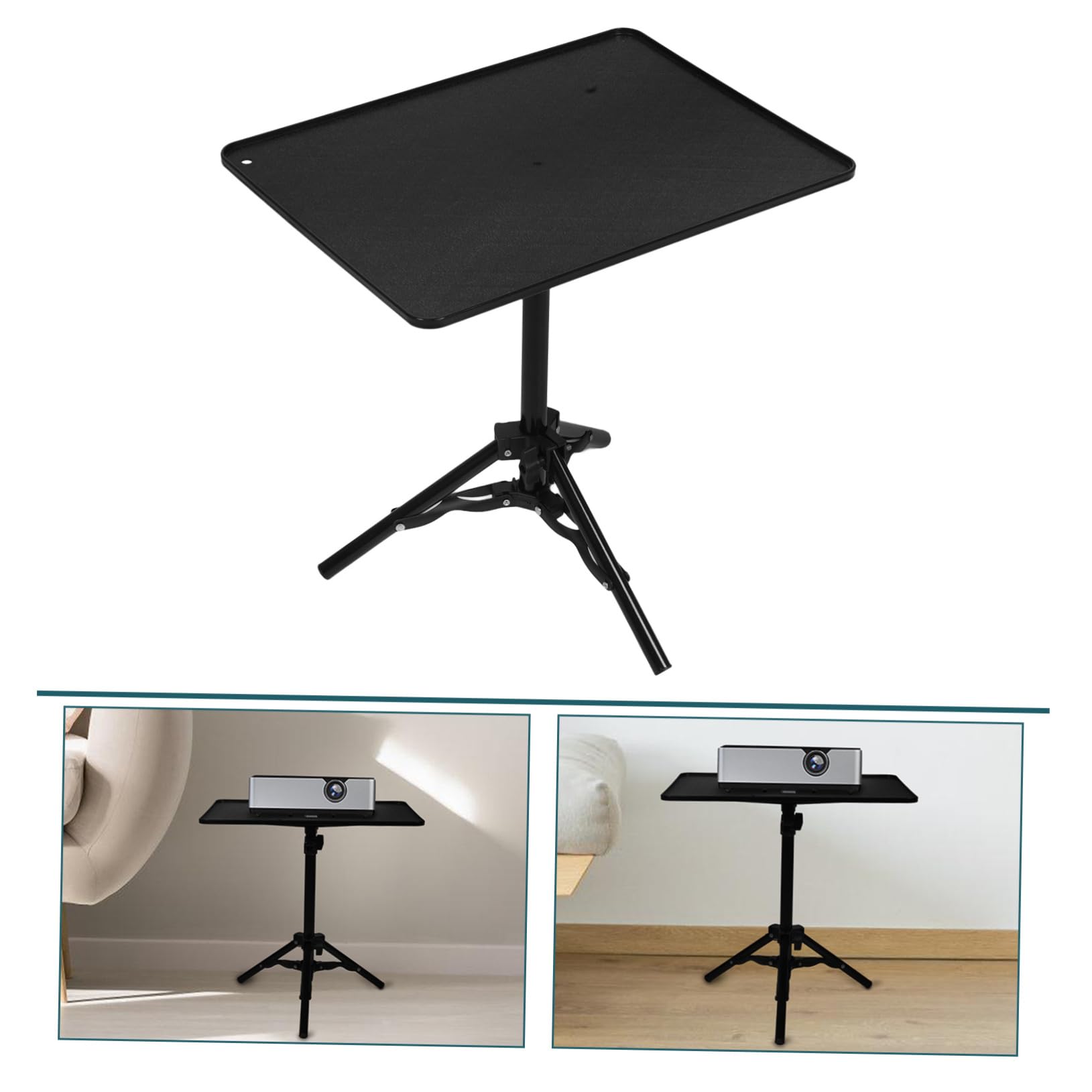 SUPVOX Staffa per Proiettore Treppiede in Lega Nera, Regolabile 32-60cm, Stabile e Salvaspazio, per Tavolini da Letto e Scrivanie,