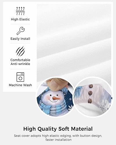 Miniatura 5 de Funda elástica para silla de oficina, diseño de muñeco de nieve, color azul marino, funda de asiento para silla de computadora, funda de respaldo