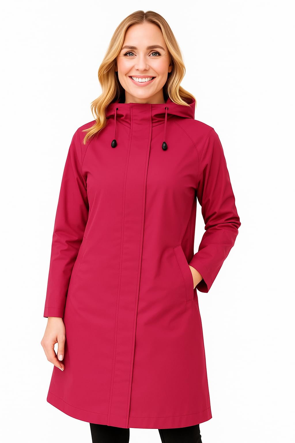 Nephar Women Overcoat || Full-Length Waterproof Hooded Coat (Pink,Multisize)