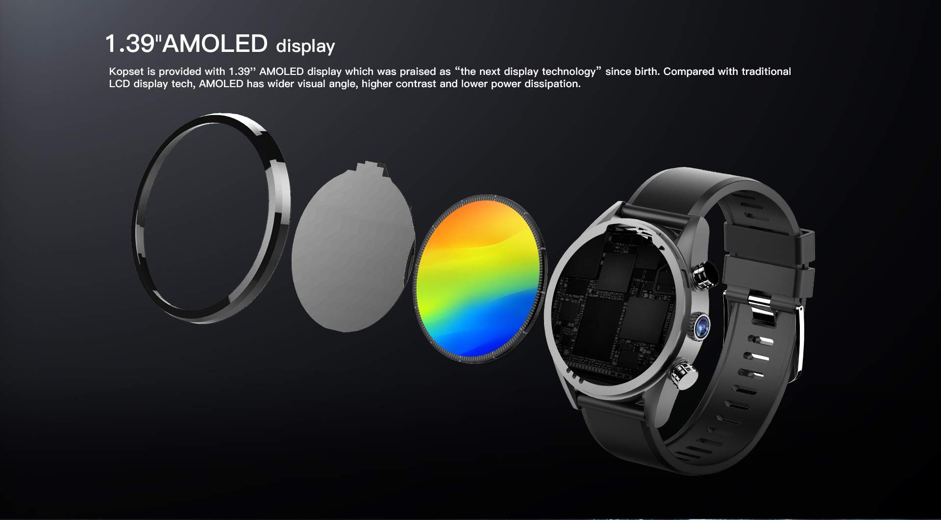 Kospet Hope Lite Smartwatch Phone - 4G, 1,3 tum, 1 GB RAM, 16 GB ROM, IP67  vattentätt, silikonbälte : Amazon.se: Elektronik