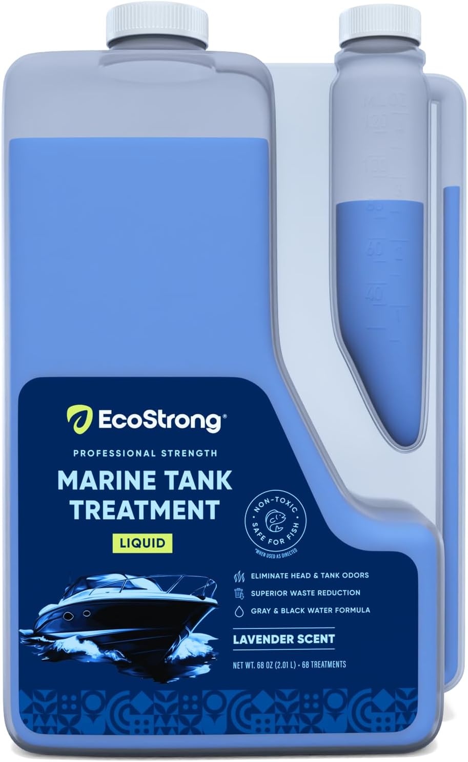 Eco Strong Marine Holding Tank Treatment | Powerful Enzymatic Black Water Digesting Liquid - Eliminates Tank Odor and Breaks Down Waste (68 oz)