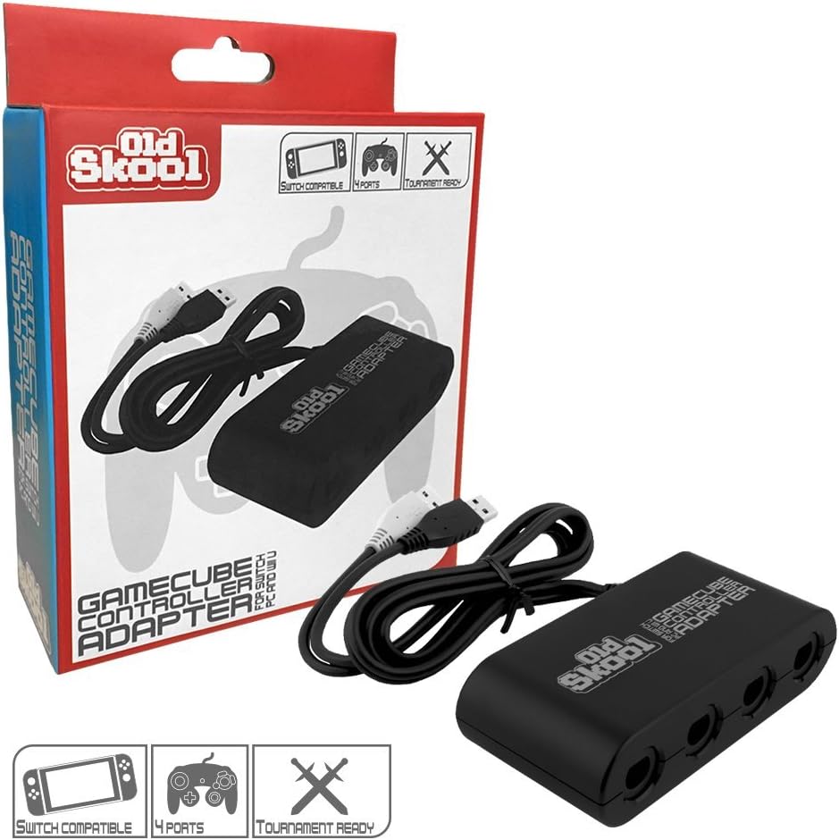 Old Skool Gamecube Controller Adapter for Switch, Wii U, and PC USB, 4 Port