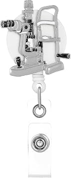 Optometry Badge Reel Retractable Enamel Ophthalmology ID Badge Holder Clip for Eye Doctors Nurses Optician & Healthcare Workers