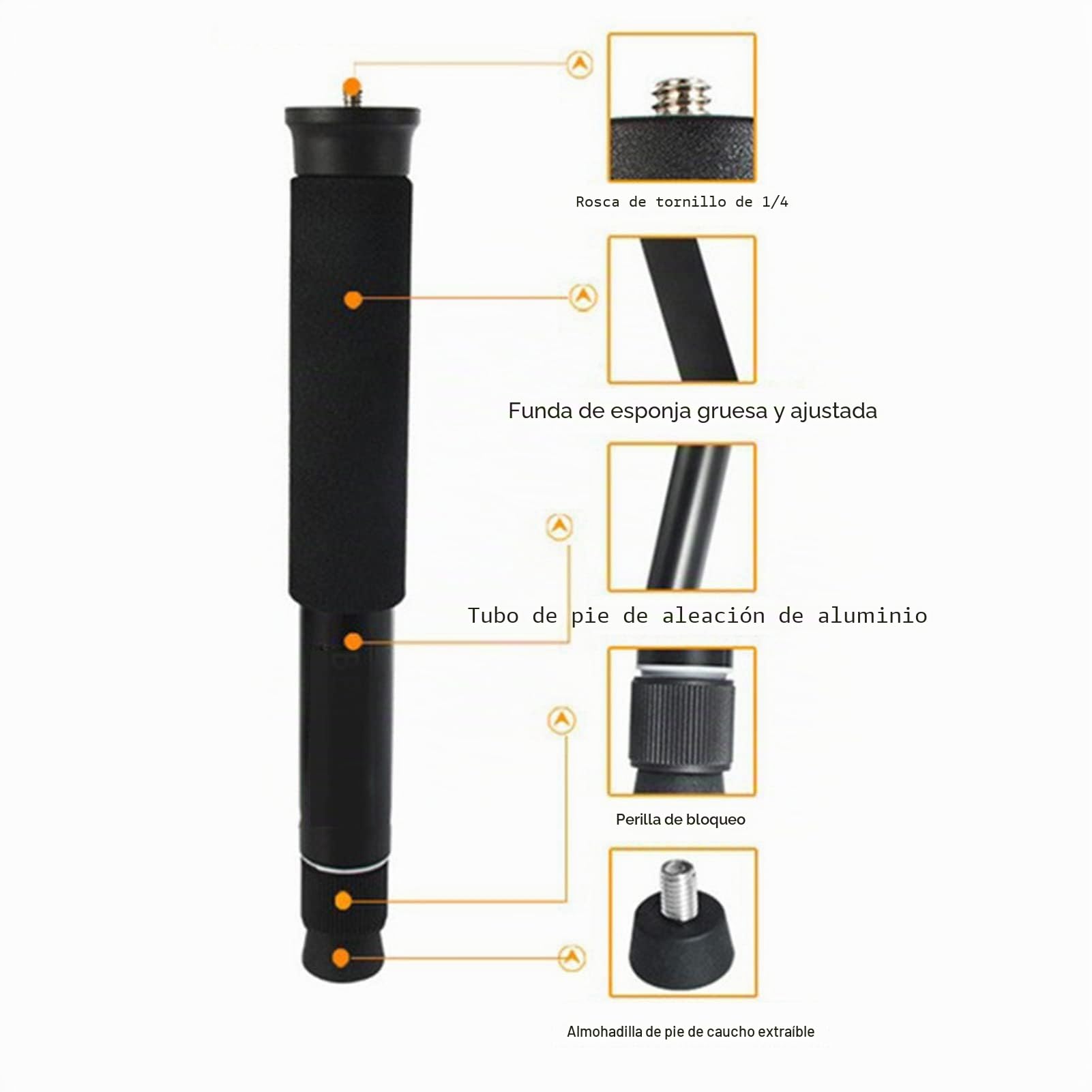 Monopie para cámara 8 Secciones Selfie Stick Bastón de Trekking Aleación de Aluminio Monopié liviano para Viajes para cámara DSLR Videocámara Senderismo Camping