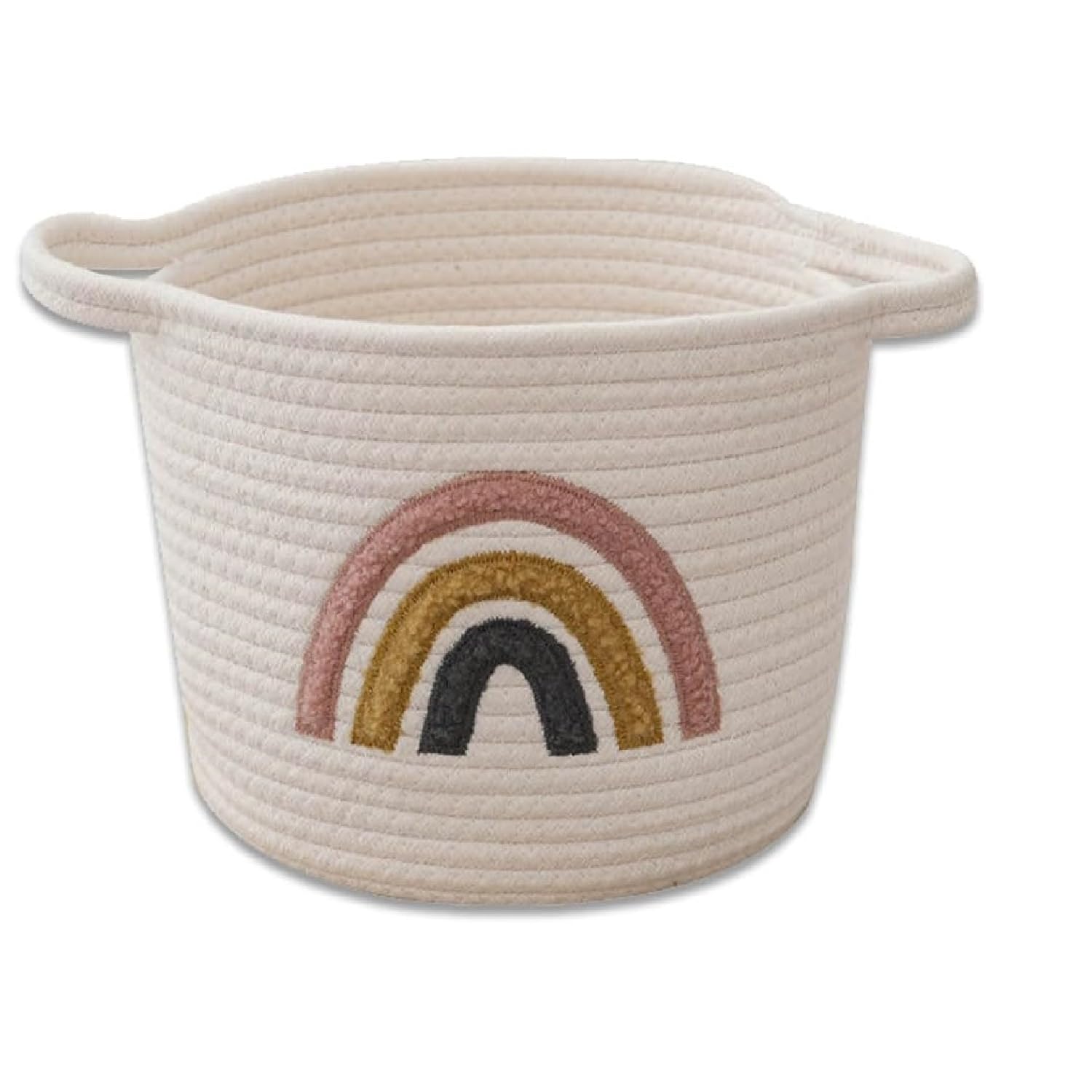 Klein Aufbewahrungskorb Gewebter Spielzeugkorb Baumwollseil Regenbogen Deko Korb für Handtücher,Spielzeug, Kleidung