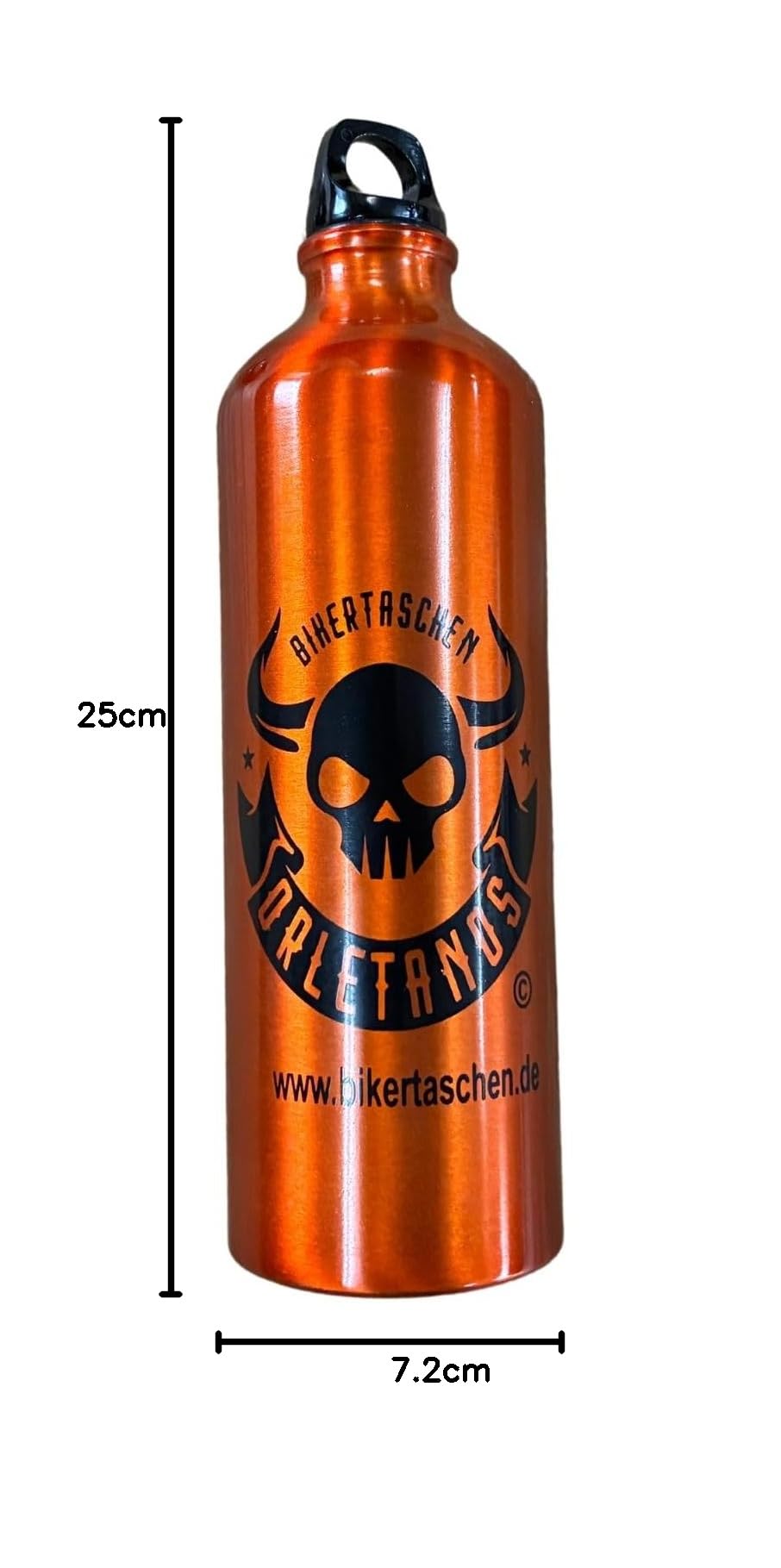 Benzinflasche Aluminium 800ml Orange Skull kompatibel mit Harley Davidson Schwingentaschen Seitentasche Satteltaschen Sportster Softail Rocker Biker Aluminium Alu Flasche benzin