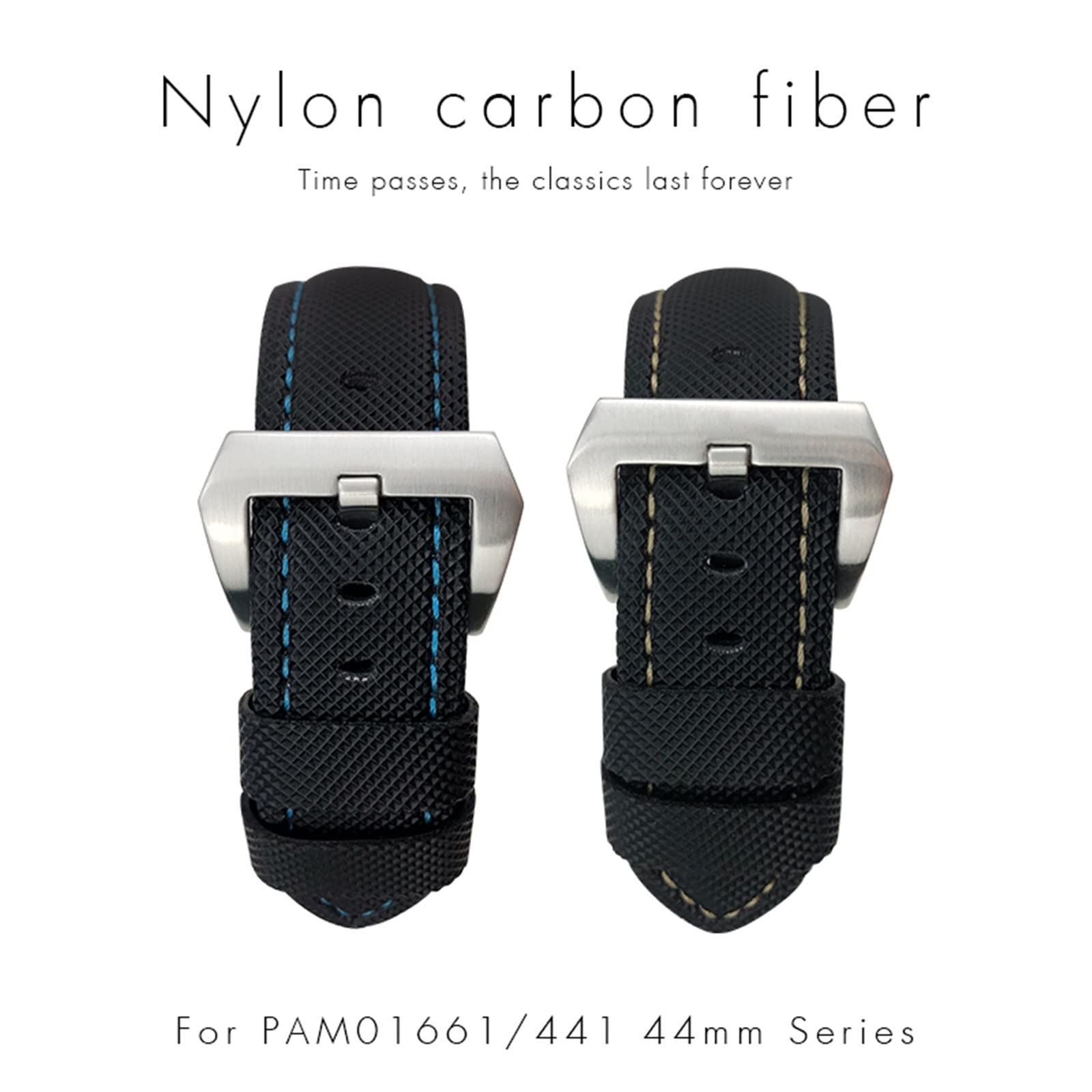 NFFRK Correa de reloj de fibra de carbono de 24mm, pulseras de reloj negras para Panerai pam01661/00441, correas de reloj para hombre, accesorios