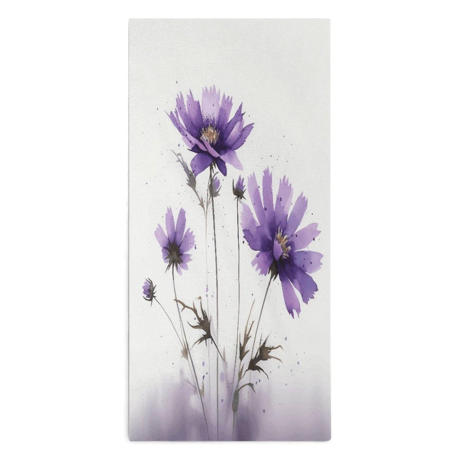 Btcowzrv Style Hand Drawn Purple Flowers Bath Towel Beach Towels Shower Towel