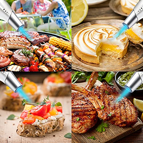 Tiikiy Flambeerbrander voor keuken, keukenfakkel met vlam, verstelbaar, keuken, brander met veiligheidsvergrendeling, aansteker voor crème, barbecue, camping, doe-het-zelf, zilver (butaan as niet inbegrepen) - Image 7