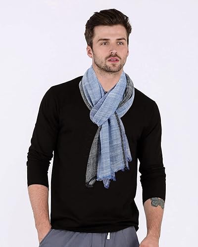 Miniatura 2 de GERINLY Bufanda de verano con bloques de color para hombres, cuello largo, chal urbano, bufanda de regalo para hombres