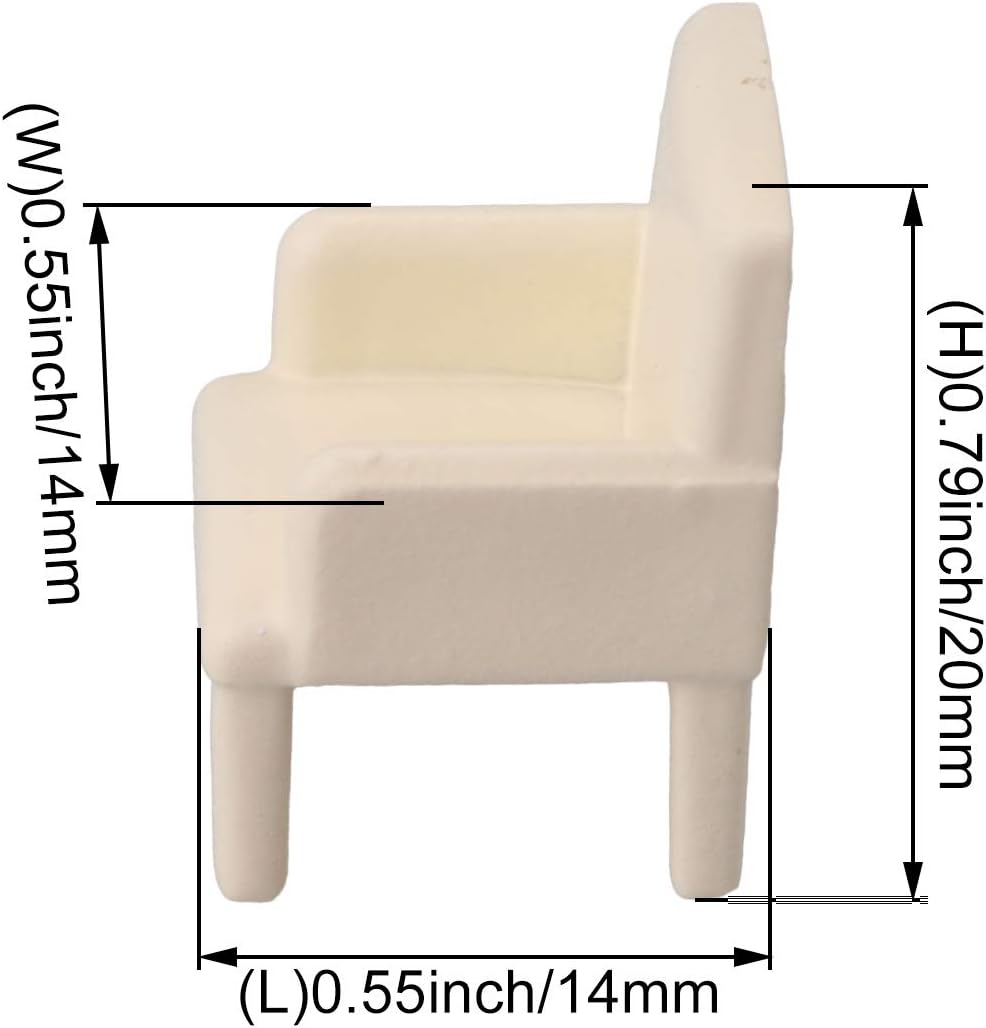Beige 1:50 Doll House Miniature Furniture Sofa Chair for Living Room Pack of 20 1.4x1.4x2cm