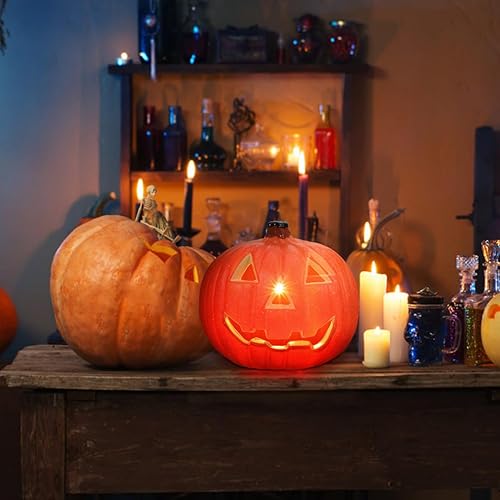 Miniatura 7 de Angoily Linterna de calabaza LED de Halloween, linterna de calabaza para exteriores, decoración de calabaza para otoño, Halloween, accesorios de