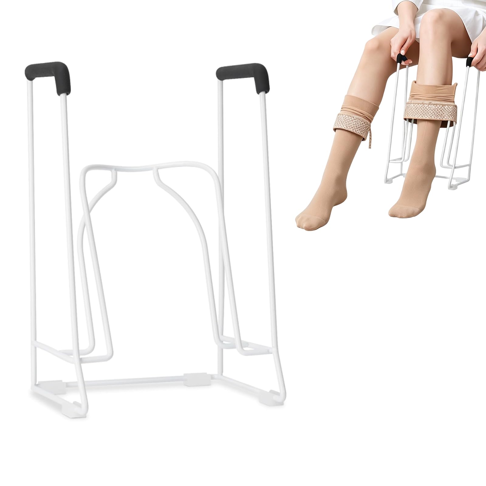 Aiuto di serraggio per calze a compressione, aiuto per calze di supporto, calze a compressione, aiuto per stringere calze in metallo, adatto anche dopo l'intervento dell'anca
