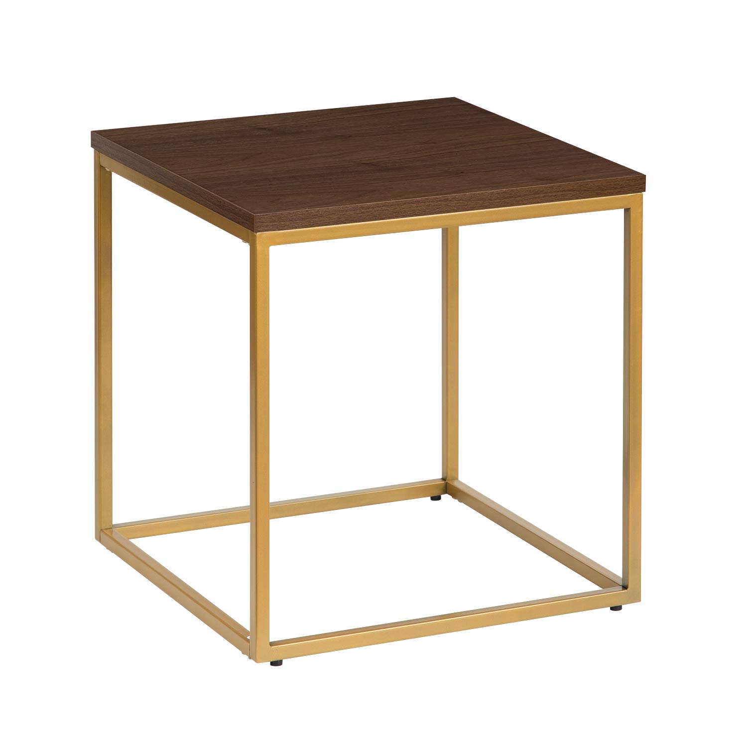 A ASPECT Regis Side Table/End Table/Nightstand (Walnut/Gold, 45x45x46(H) cm)