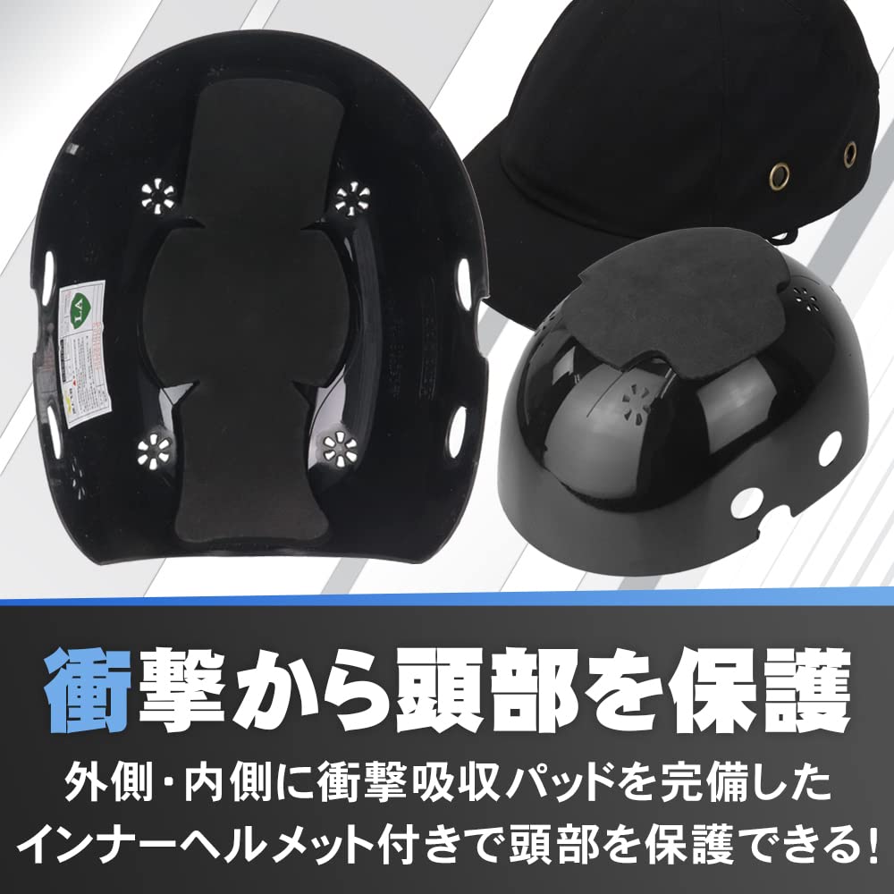 Amazon.co.jp: 穴あきキャップ 軽量 簡易ヘルメット 取り外し可能 顎紐 