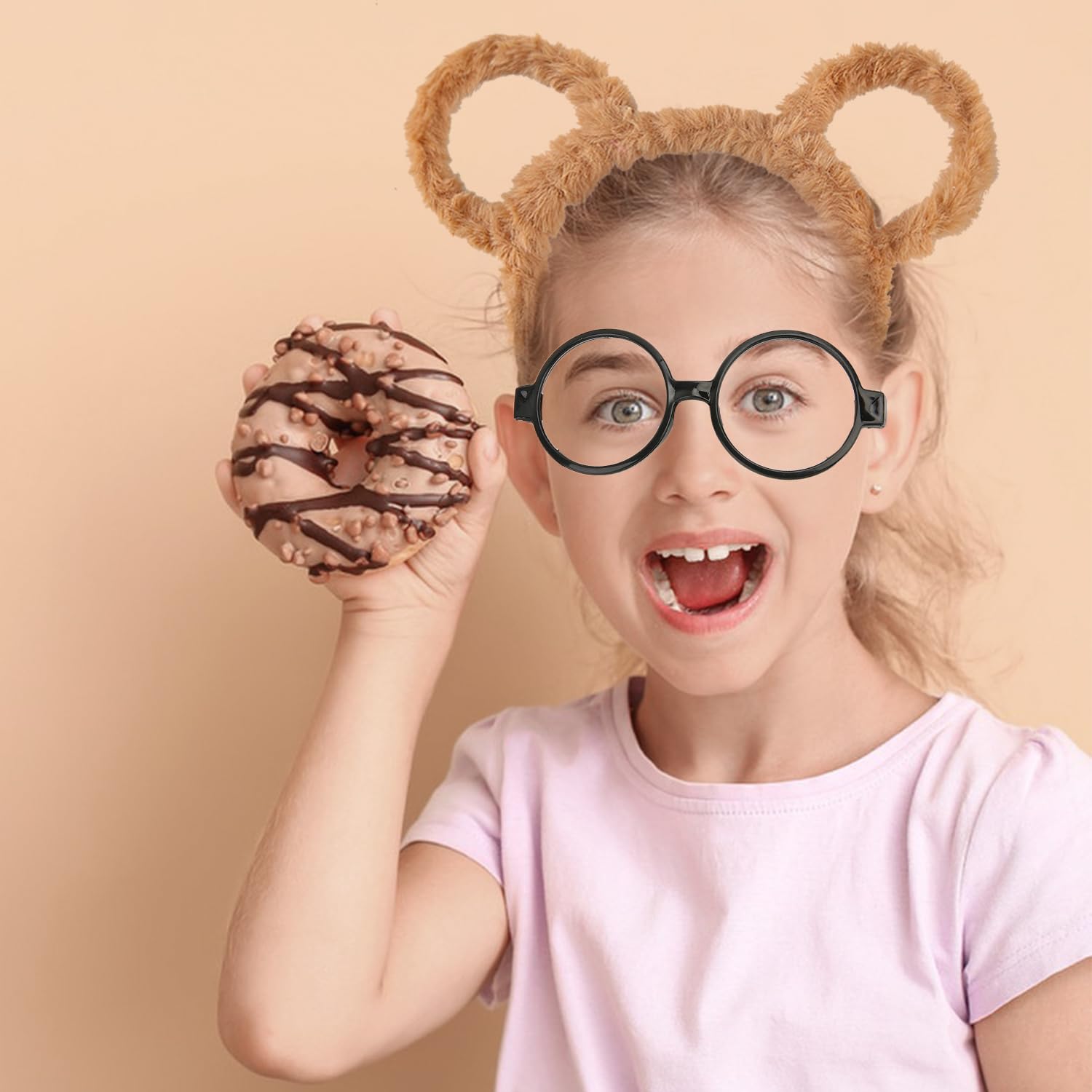 BORFUE 9pcs Halloween Chipmunk Costume Set Animal Ears Hairband Round Glasses Frame Chipmunks Stripes Socks for Adults Teens Party - Image 4