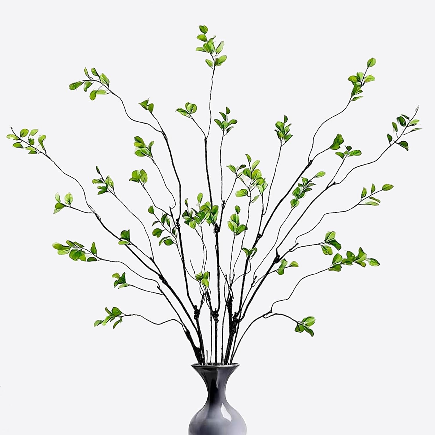 aunosit 4pcs 47.2" Artificial Ficus Branches Faux Eucalyptus Stems - Realistic Fake Greenery Vase Filler for Home Office Weddings