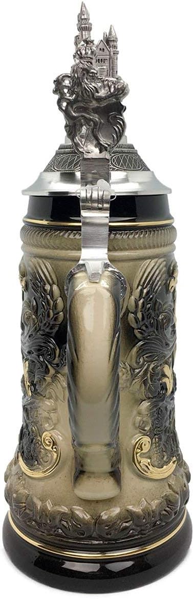 Neuschwanstein .75L German Made Collectible Ceramic Beer Stein with Lid made by Zoller & Born Made in Germany Mug