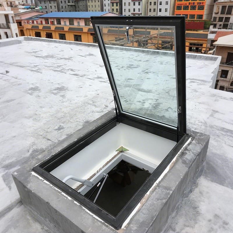 Manual Ventilation Skylight Window - Durable Tempered Glass Roof Light for Attic, Sunroom & Basement - Sturdy Aluminum Alloy Frame (29"x29"/74x74cm)