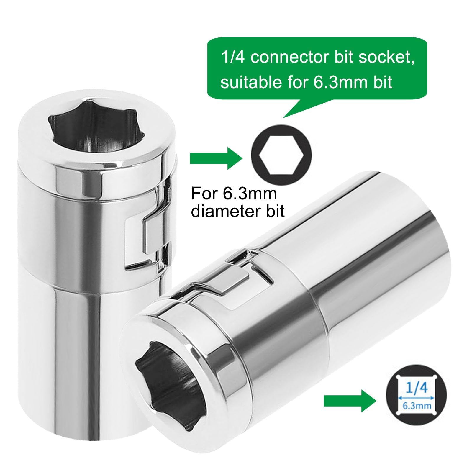 2 PCS 1/4 Bit Holder Screwdriver Bit Adapter, 1/4" Square Hole to Hex Converter, Metal Drive Socket Adapter for Screwdriver Accessories - Image 4