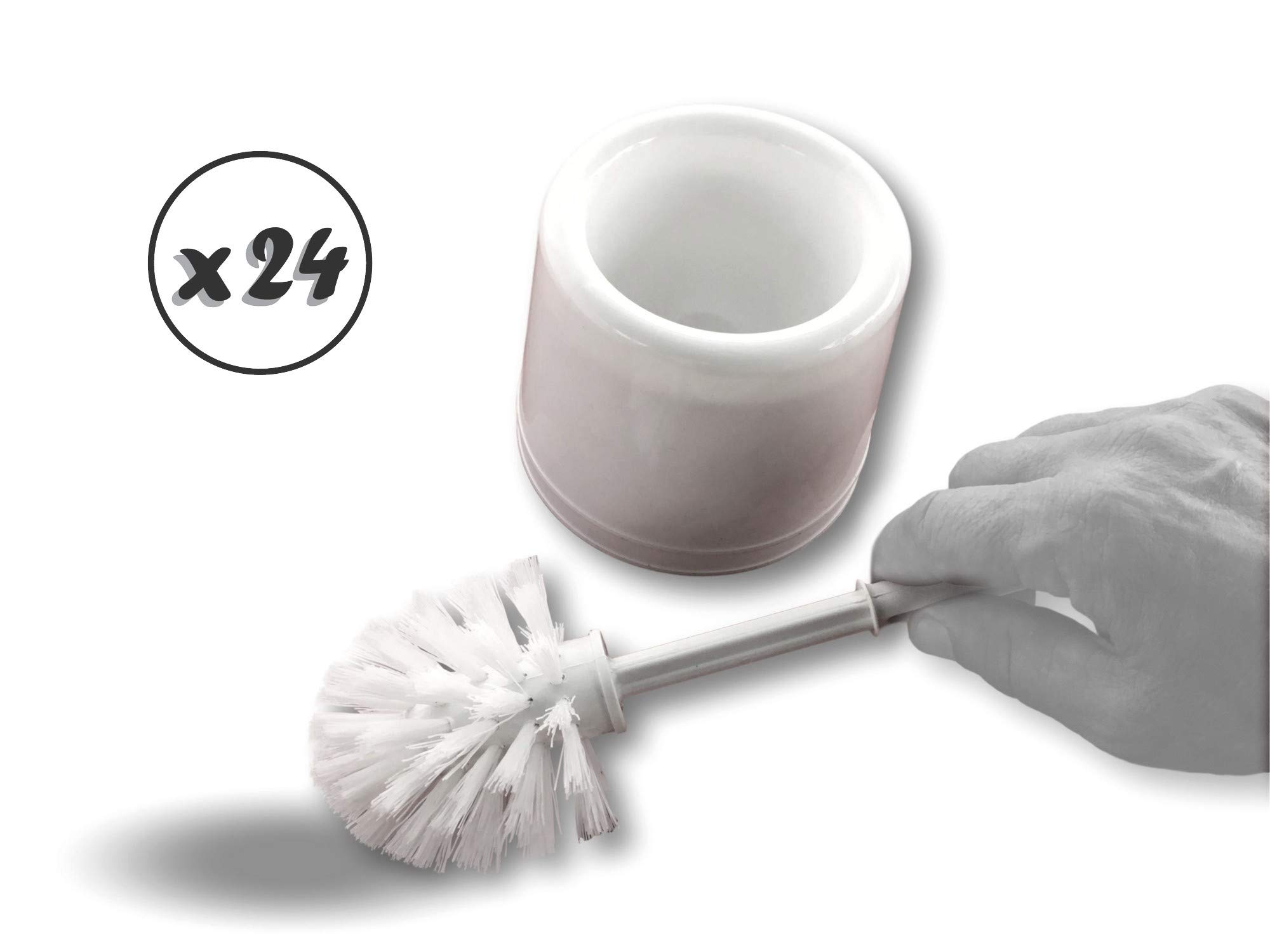 Kibros Lot 24 Ensembles WC Brosse balayette Boule Socle Plastique
