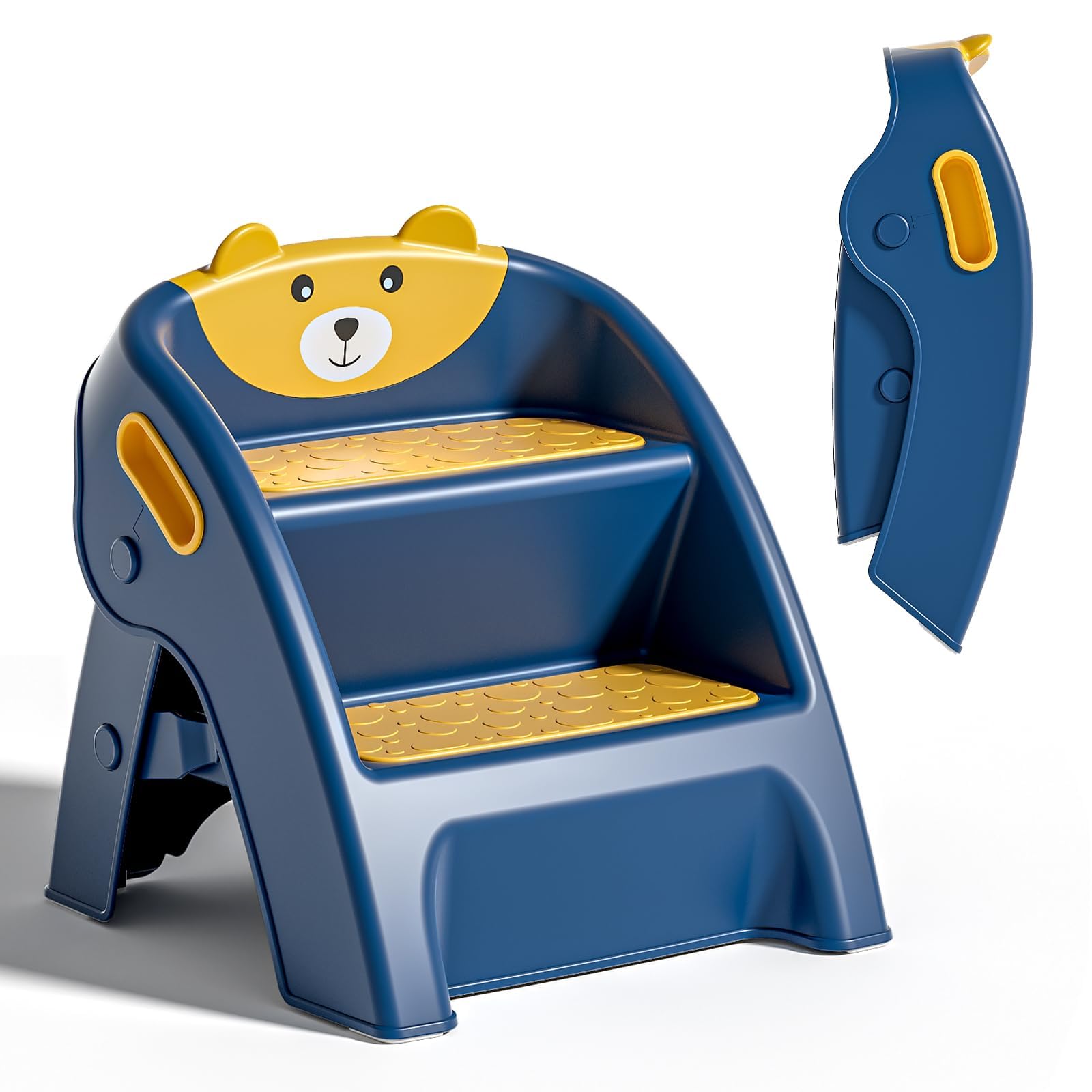 Folding Toddler Step Stool for Bathroom and Potty Training,Anti-Slip, Anti-Tip A-Frame Design with 10-Second Setup-Potty 2 Step Stool for Kids