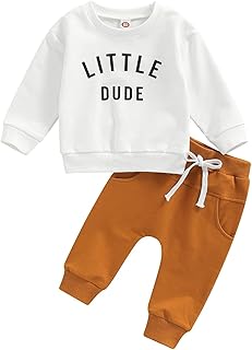 Murnouche Toddler Baby Boy Fall Winter Outfits Letter Crewneck Sweatshirt Casual Pants 2Pcs Clothes Set