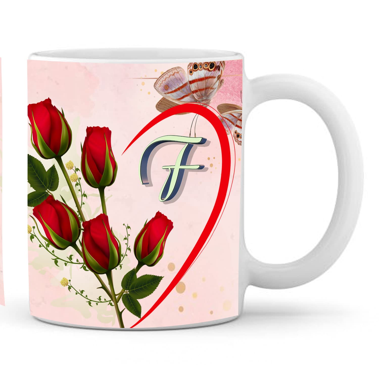 sniggle Letter F Name Alphabet Printed White Inner Best Gift Ceramic Coffee Mug (330 ml)
