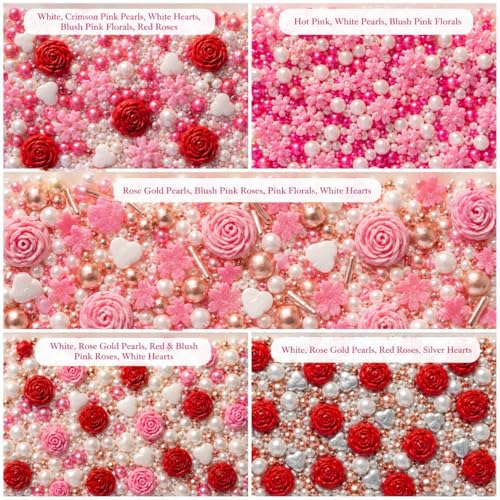 Image of Confect Sprinkle Pink Mini Roses & Lips I Silver Hearts & Vermcelli and White Pearls | Sprinkles for Baking & Cake Decorative | Baby Shower Sprinkles | Vegan, Gluten-Free, Nut-Free, Soy-Free, Dairy-Free -140 Gms