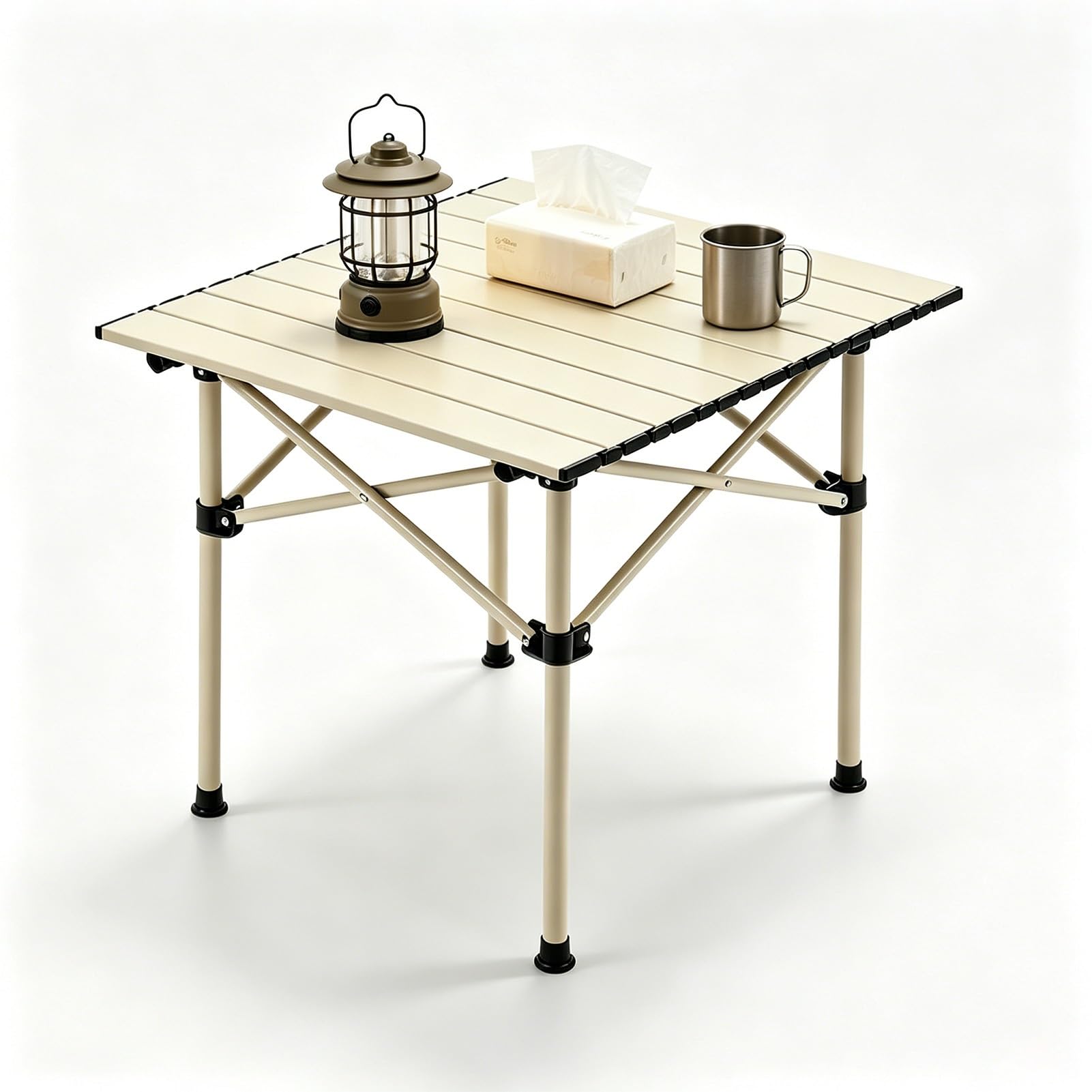 Mesa de camping portátil plegable, escritorio de picnic enrollable de acero al carbono, mesa auxiliar al aire libre ligera para senderismo, playa, pesca, fácil configuración con bolsa de transporte, a