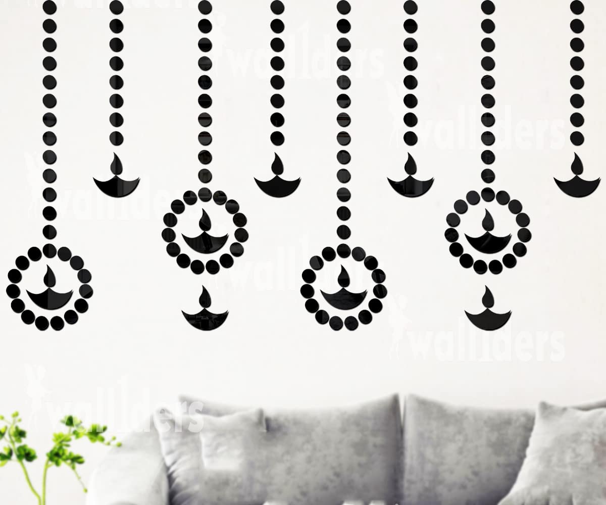 Wall1ders 10 Diya & 200 Dots Mirror Stickers for Wall, Acrylic Mirror Wall Decor Sticker, Wall Mirror Stickers, Acrylic Stickers, Wall Stickers for Hall Room, Bed Room, Kitchen. (Golden) (Black) (B0BB7R78C2) Amazon Price History, Amazon Price Tracker