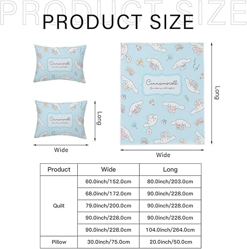 Miniatura 7 de RIDD Cinnamoroll - Juego de funda de edredón para niños, juego de cama de doble cara con bonito estampado de dibujos animados, ropa de cama suave y