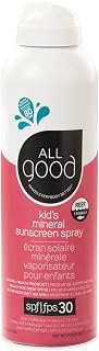 All Good Baby & Kids Sunscreen Spray - UVA/UVB Broad Spectrum, SPF 30, Zinc Oxide, Coral Reef Friendly, Water Resistant, Calendula, Aloe (6 oz)
