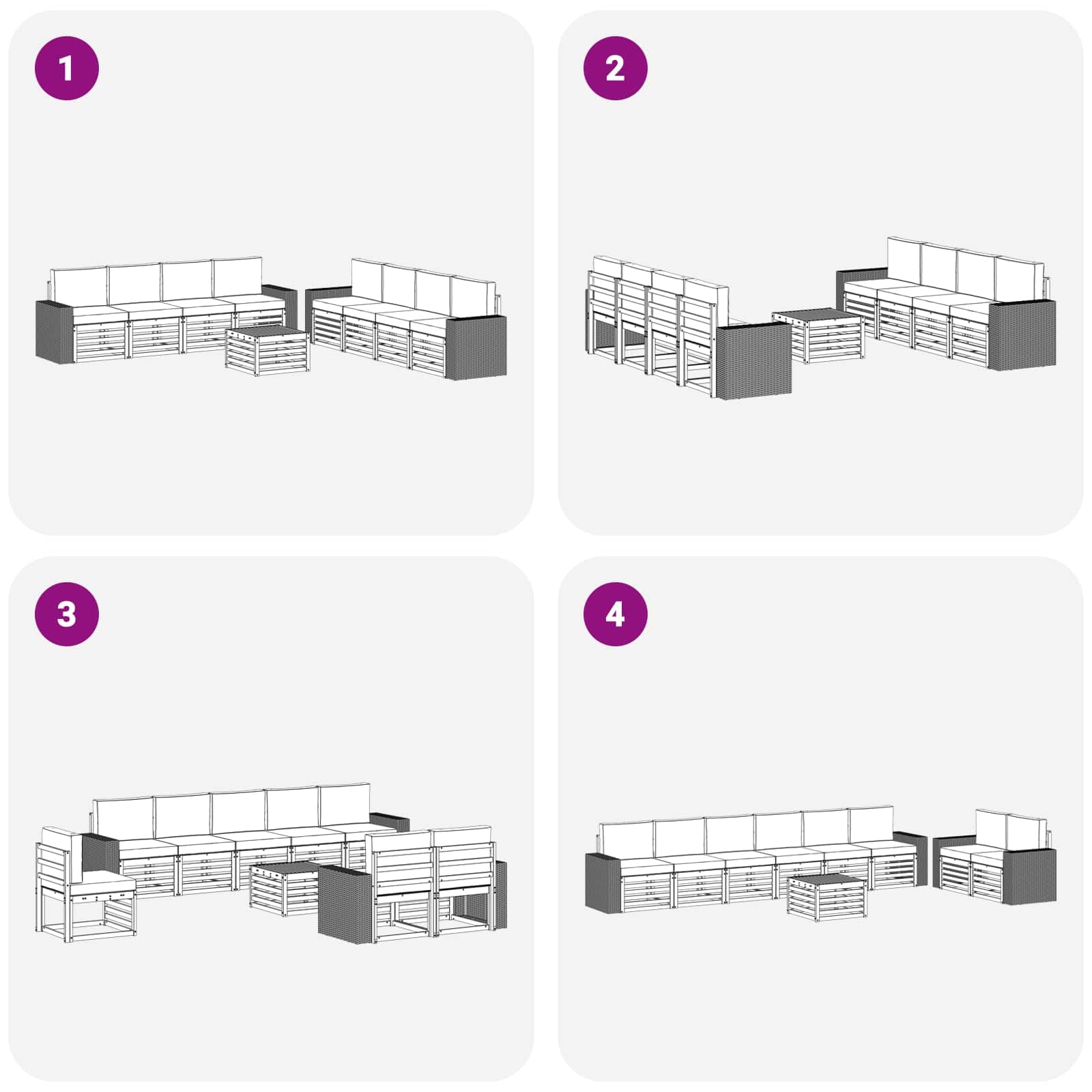 Sofagarnituren mit Kissen 9 pcs Massivholz Akazie moebelgarnitur moebelset wohnlandschaft sitzgruppe essgruppe Tisch Stuhl Bank Sofa Couch Sessel