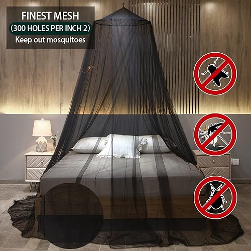 Miniatura 4 de Mengersi Elegante mosquitera para cama con dosel, para colgar en la cama, para cama individual, matrimonial, queen, king, toldo de campamento para