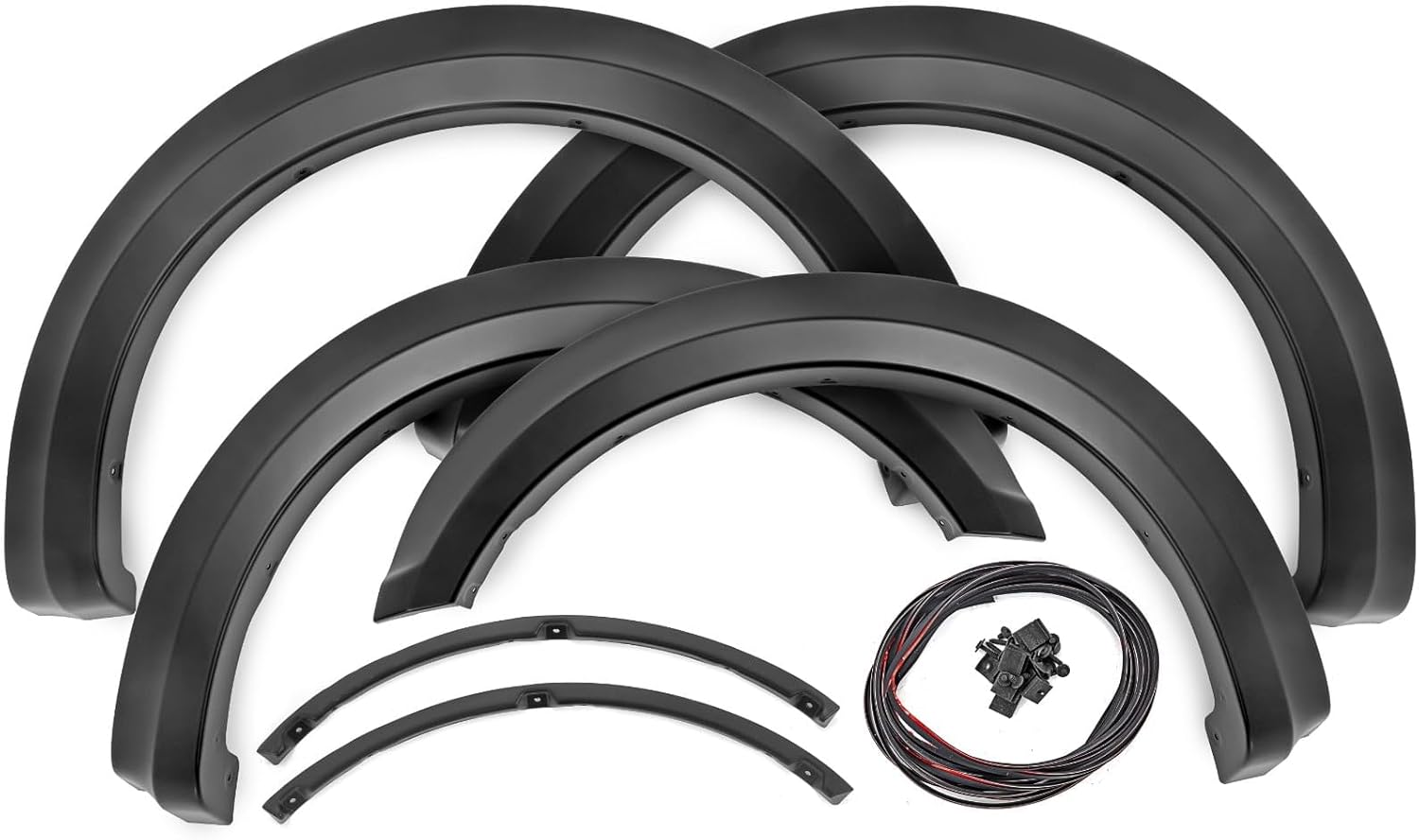 Rough Country Sport Fender Flares for Ford F-150 (2018-2020) - 1" Tire Coverage, 5.75" Height, UV-Resistant ABS, Paintable Matte Black