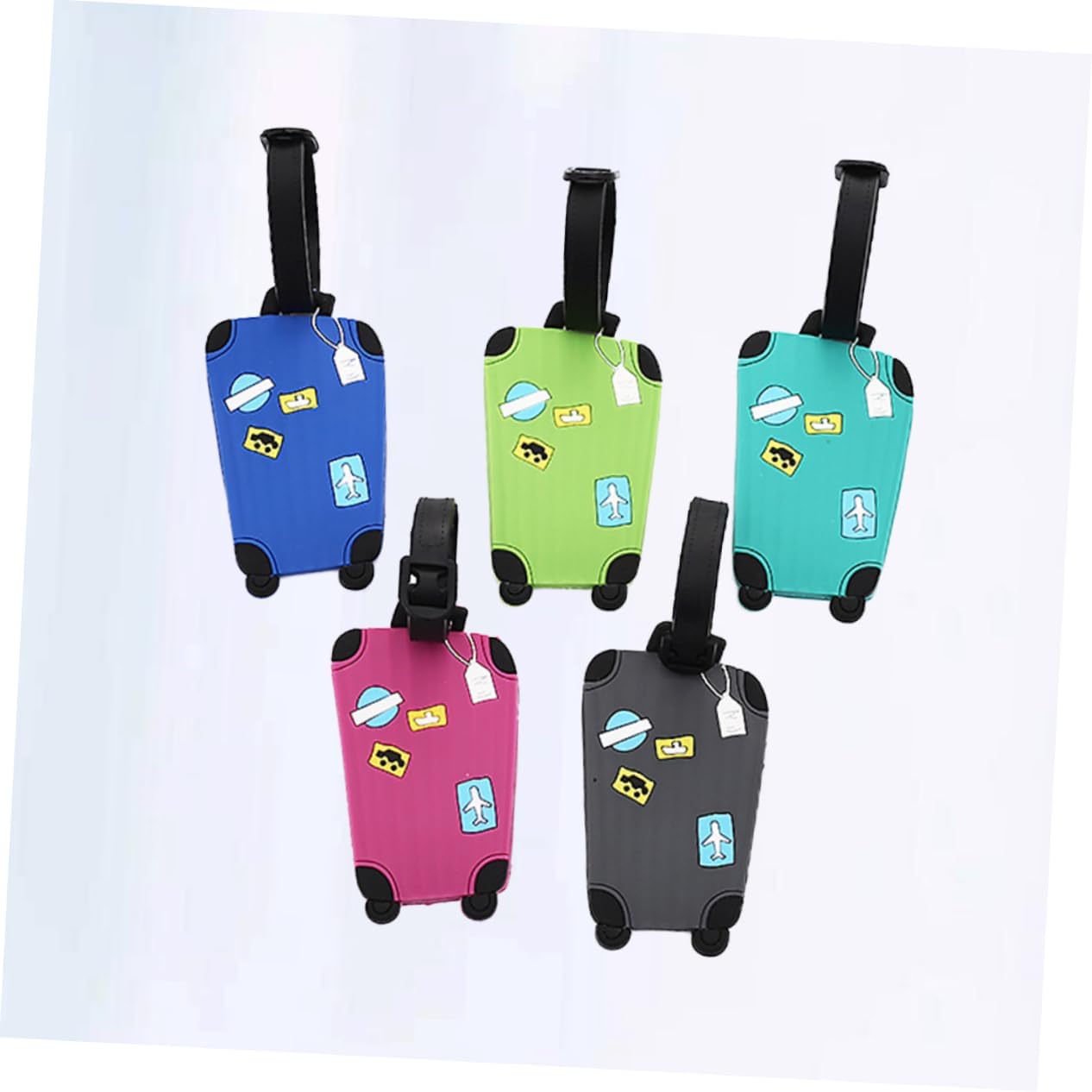 5 Pcs Silicone Suitcase Shape Luggage Tags with Hanging Rope image 4