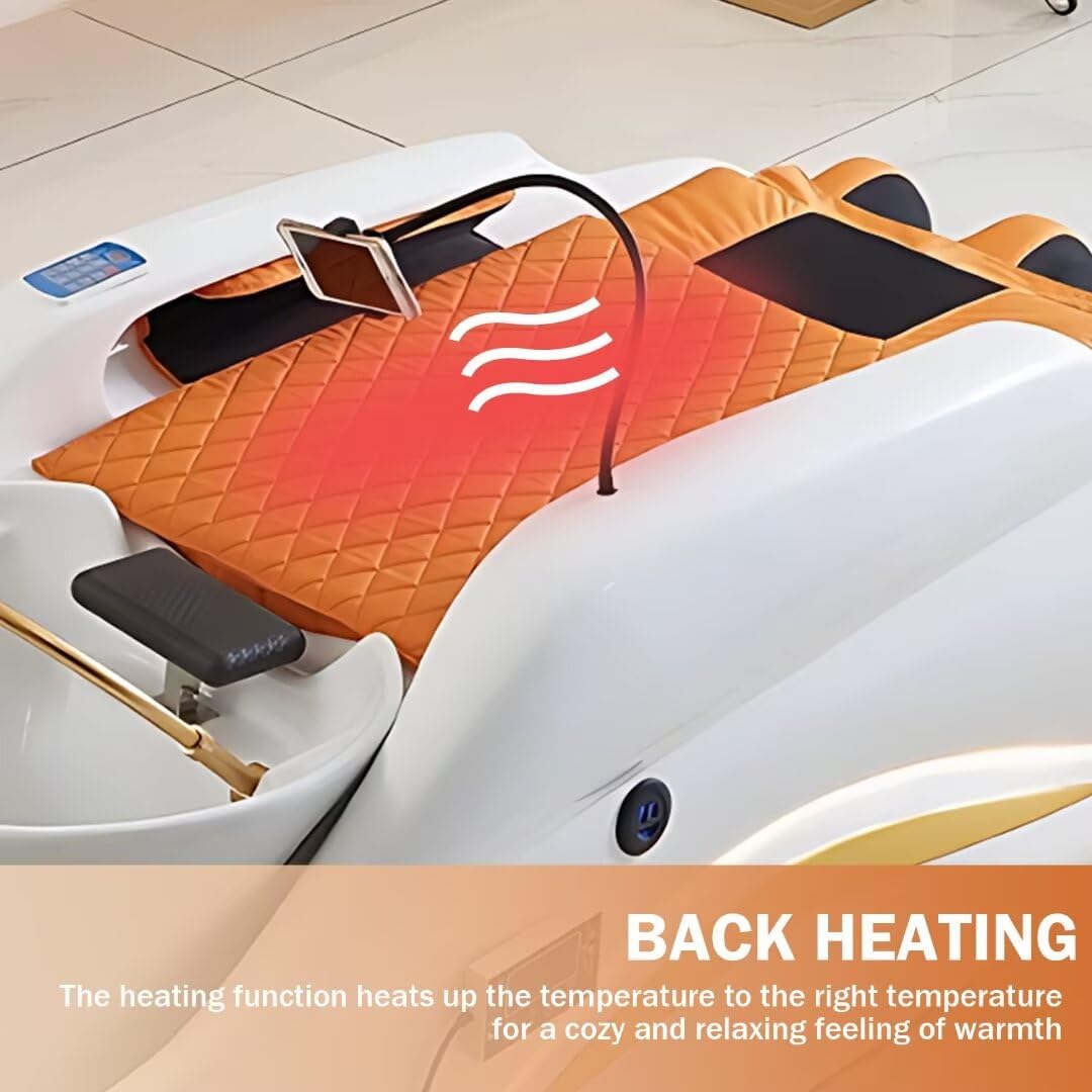 Professionelles Kopf- Und Gesichtsmassagebett mit Einzigartigem, Geschwungenem Design, Salon- Und Spa-Ausstattung Inklusive Ganzkörpermassage, Wasserzirkulation Und Handyhalterung