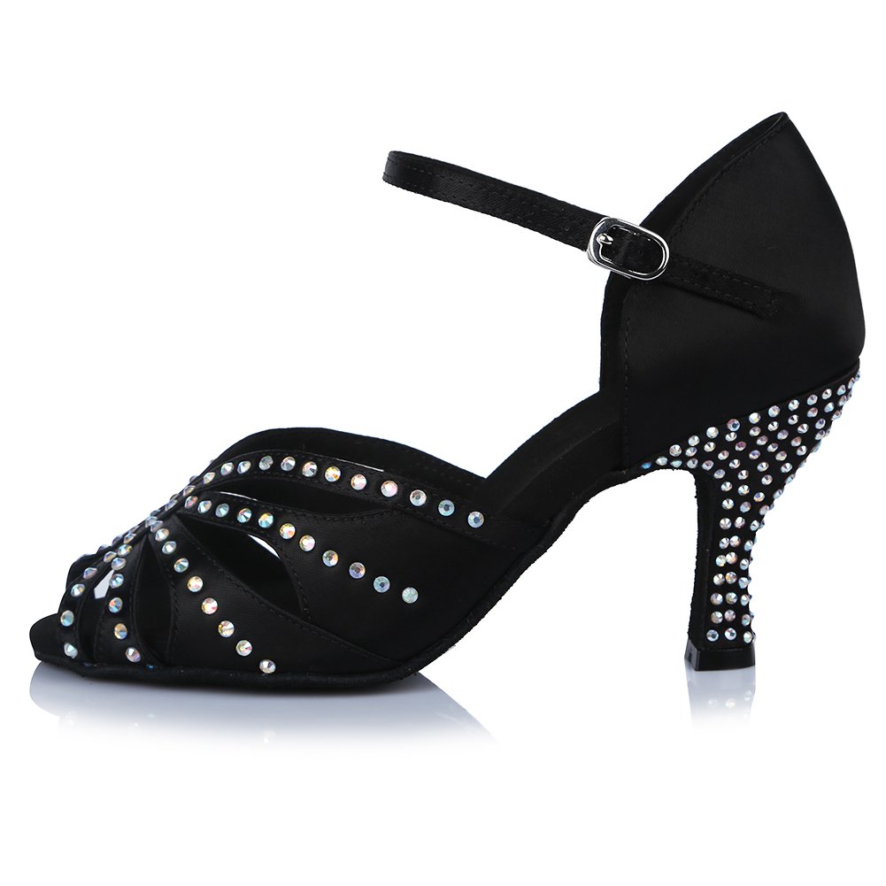 HROYL Scarpe da Ballo Latino Donna con Strass Scarpe da Ballo da Sala Salsa Bachata,Modello IT-4350