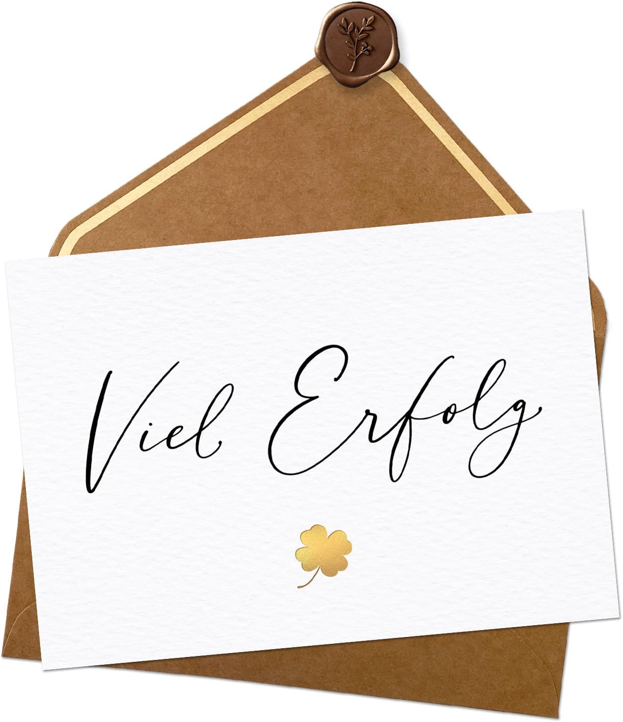 Joli Coon  Viel Erfolg  Card   Good Luck Gifts   A6 with Natural Envelope and Wax Seal German Lettering