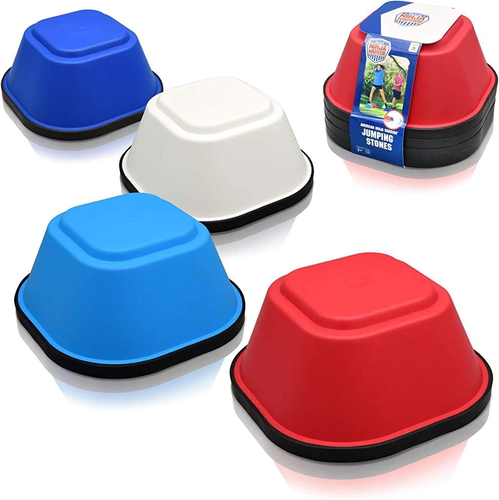 AnW American Ninja Warrior Jumping Stones - 4 Balance Stepping Stones Obstacle Course for Kids - Perfect Indoor & Outdoors Play Equipment for Children Ages 3+ : Toys & Games