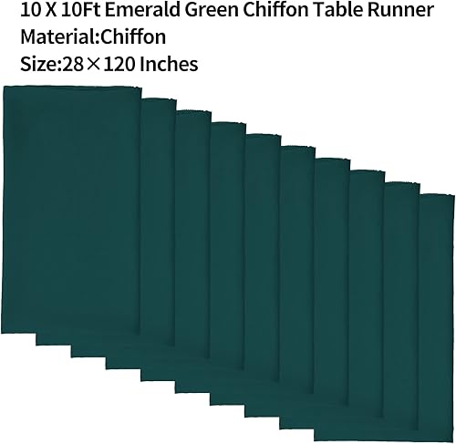 Miniatura 2 de 10 caminos de mesa de gasa de 10 pies a 28 x 120 pulgadas, color verde esmeralda, camino de mesa de gasa transparente, superposiciones románticas